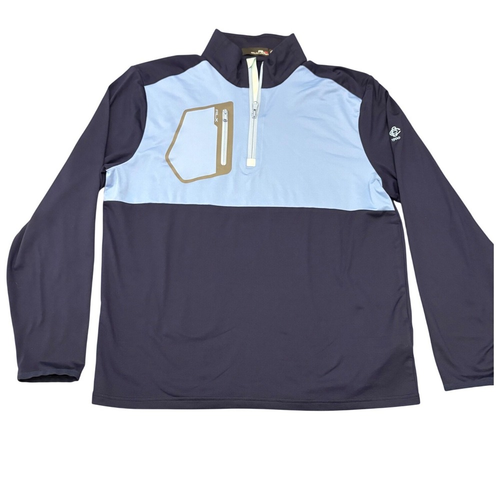RLX Ralph Lauren 1/4 Zip Colorblock Pullover Mens Large Navy Golf Jacket Top